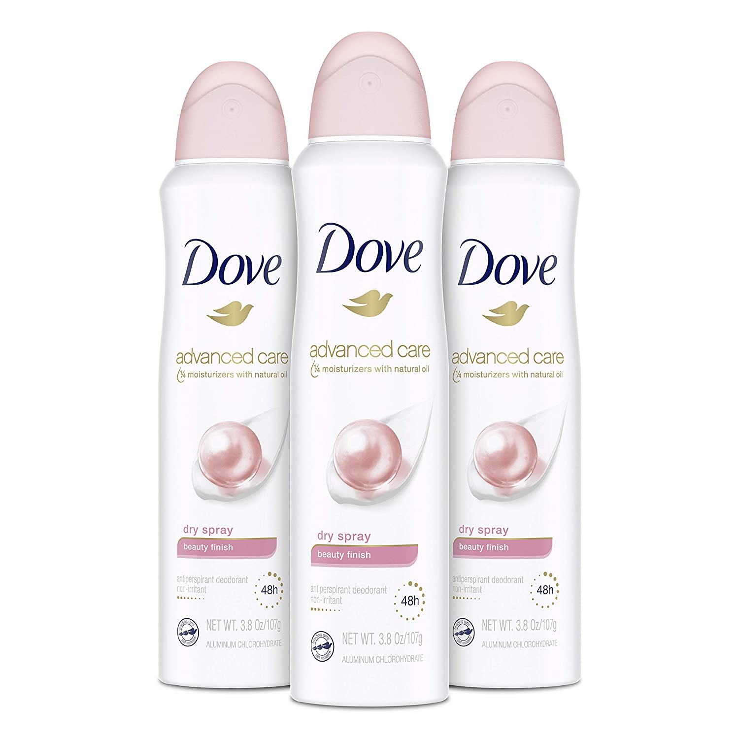 Dove Dry Spray Antiperspirant Deodorant for Women, Beauty Finish, 48 Hour Protection, Soft And Comfortable Underarms, Rose, 3.8 Oz, Pack of 3 - Image 1